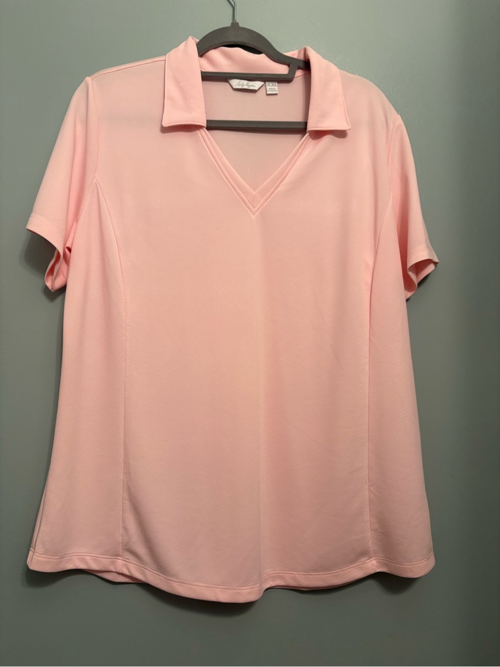 Lady Hagen Soft Pastel Pink V-Neck Short Sleeve Polo Golf Casual Woman’s